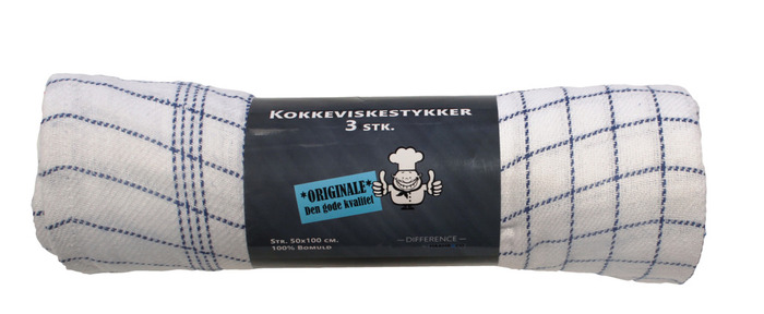 Viskestykke blåternet 50 x 100 cm - 3-pk. - G. Funder